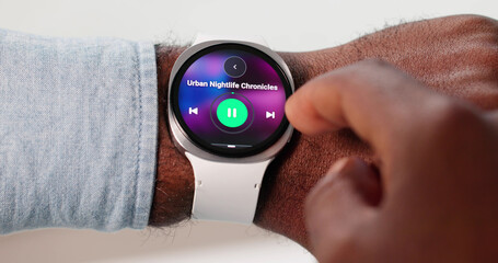 Black American Man Listens To Streaming App