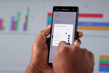 African American Man Using Password Manager App On Mobile Device
