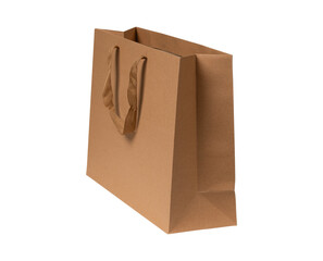 Brown recycled shopping bag isolated on transparent.
