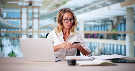 Woman Hand Using OCR For Business Document Recognition