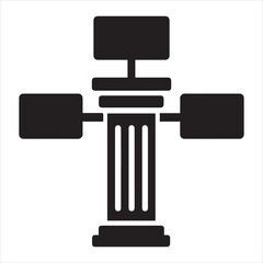 Abstract Illustration of a Device with Panels and Column on White Background