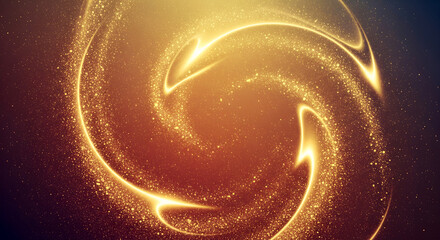 Abstract golden spiral of light particles, dynamic and energetic visual with glowing effect