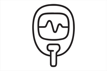 Stylized representation of a medical IV drip bag with fluid waveform