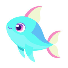Fototapeta premium Adorable Cartoon Fish Illustration Swimming with Joyful Expression and Vibrant Colors Perfect for Childrens Content