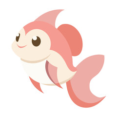 Fototapeta premium Charming Pink Goldfish Illustration for Childrens Books and Aquatic Themes with Soft Colors and Playful Design