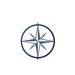 Classic compass rose emblem with dark blue and gray tones on black background