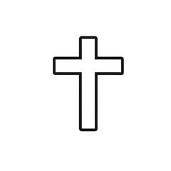 Fototapeta premium Simple outline of a christian cross on a solid black background