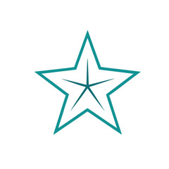 Stylized white star with teal outline and inner lines on black background