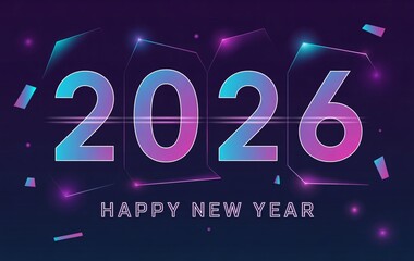 happy new year,happy new year 2026,Celebrate a vibrant New Year 2026 with this stunning futuristic design, perfect for invitations, social media, and festive advertising campaigns