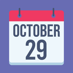 29 October Republic Day Calendar. Blue Background. Isolated Vector Calendar.
