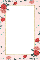 Romantic Valentine's roses frame png with transparent background