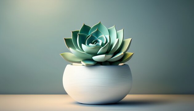 minimalist succulent plant in white pot
