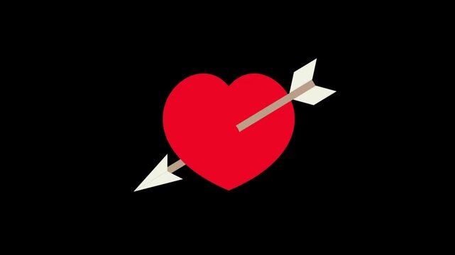 heart with arrow animation. broken heart animated video. 4k motion video. 