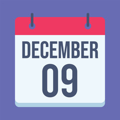 9 December International Anti-Corruption Day Calendar. Blue Background. Isolated Vector Calendar.