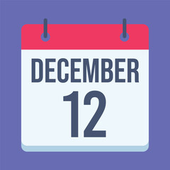 12 December Universal Health Coverage Day Calendar. Blue Background. Isolated Vector Calendar.