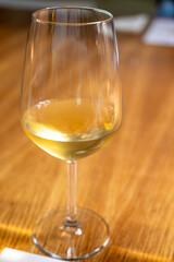 Visit of wine cellar with old large oak barrels, tasting of fortified dry or sweet tasty marsala wine in Marsala, Sicily, Italy