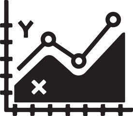 Two line charts showing business trends on the coordinate plane in black and white