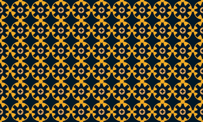 Luxurious seamless vector pattern set featuring complex geometric and cultural motifs in a rich gold and deep navy palette. Ideal for formal invitations, high-end packaging, sophisticated textile