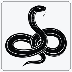 Fototapeta premium Stylized snake illustration. Black cobra or viper graphic. Coiled serpent symbol for danger, wisdom, or a tattoo design. Vector.