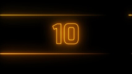 Glowing neon numbers from 0 to 15 countdown in blue circle on neon line and black background. Neon bright glowing countdown timer from 15 to 0. - Powered by Adobe