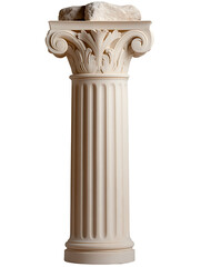 Elegant ivory column, a testament to classic architecture, supporting weathered stone. Its intricate capital and fluted shaft showcase enduring craftsmanship.
