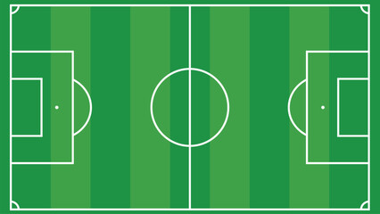 Best green football, soccer field vector with white lines and grass texture.