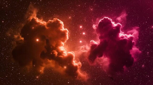 マクラメ星雲変化 焦げ橙と紫紅色の無限ループ