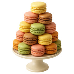 Obraz premium Colorful Macaron Tower Isolated on Transparent Background