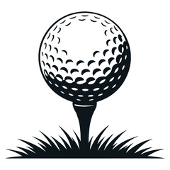 Golf Ball Silhouette with Grass Vector Design
