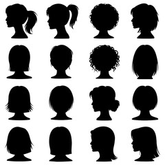 Human Head Silhouette Set of Male and Female Profiles