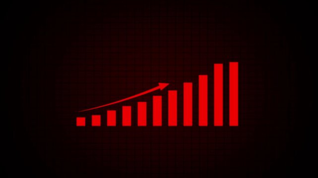 Business growth concept in graph chart showing marketing sales profit increasing to future target. business graph success animation arrow grid background. - Powered by Adobe
