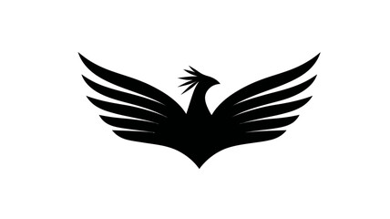 Obraz premium Powerful mythical bird silhouette with spread wings, majestic avian symbol of strength, rebirth, and freedom, graphic logo design element.