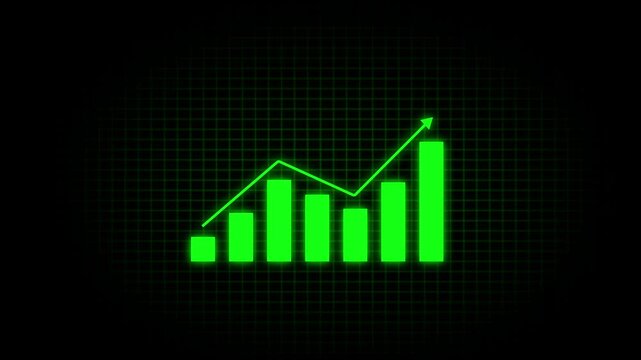 Business graph or chart animated with arrow symbol. Analysis stock market graph. Graph, chart, bar showing business condition.