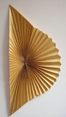 Golden Paper Fan Decoration &ndash; Minimal Abstract Design