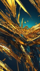 Golden Crystal Structure &ndash; Abstract Metallic Minerals
