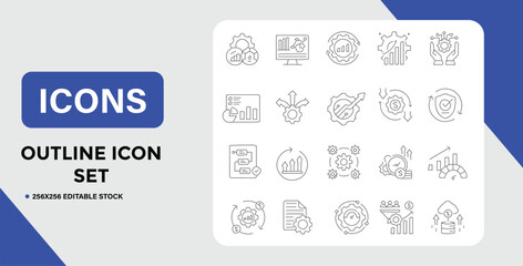 Outline Icon Set Business Analytics Data Management and Performance Metrics