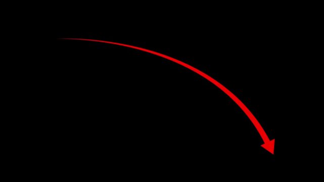 Red color down Rising arrow transparent channel. Up business arrow animation.