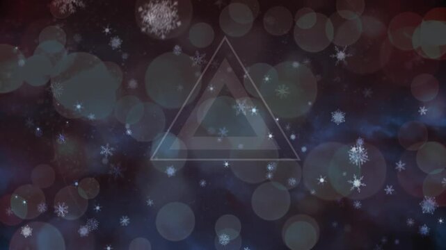 Orb fading in, revealing triangle, snowflakes drifting, bokeh circling for illustrating geometry