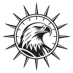 Obraz premium Illustration of an eagle head inside a compass