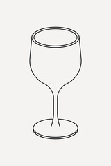 Empty wine glass, flat object collage element vector
