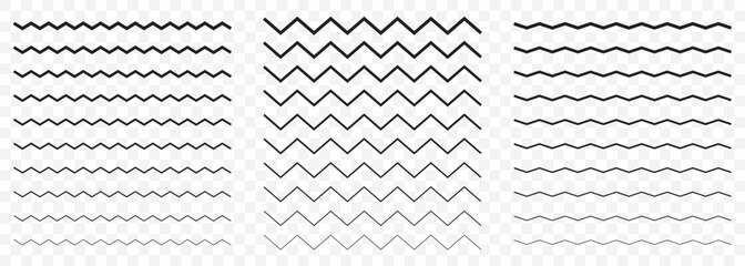 Naklejka premium Hand Drawn Zigzag and Curved Line Texture Vector Pack On Transparent Background. EPS 10.