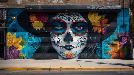 Colorful Street Art Inspired Catrina
