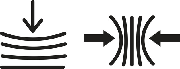 Compression and Pressure Force Icons Set - Physics, Stress, Squeeze, and Resistance
