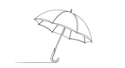 Single line drawing of a closed umbrella, minimalist compact form design