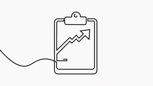 Continuous line graph drawing. Histogram up arrow animation.