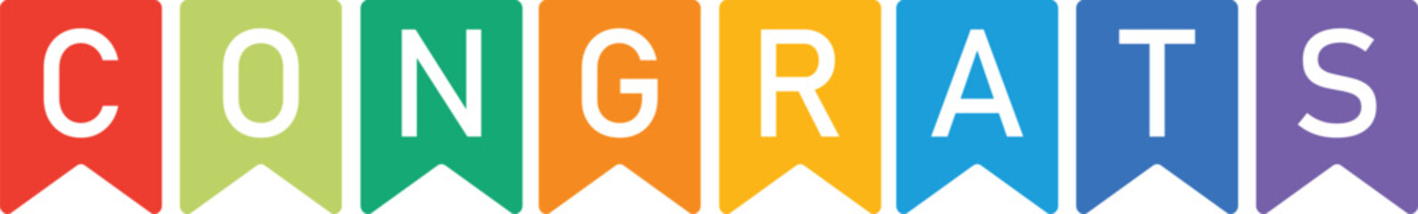 Colorful  CONGRATS  Bunting Banner Flags - Congratulations, Success, and Celebration Vector