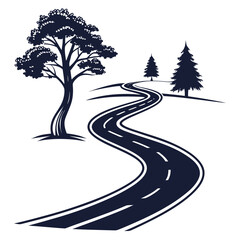 Curved road icon vector on white background