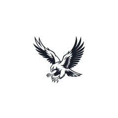 Obraz premium Majestic soaring eagle with powerful wings embodies freedom and strength, perfect for logo designs or branding projects that demand a bold statement