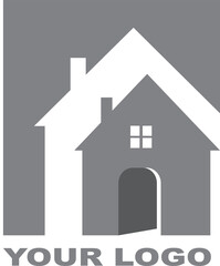 Real estate logo icon showing a house roof and property symbol for business and web illustration