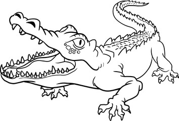 crocodile line vector illustration isolated on white background